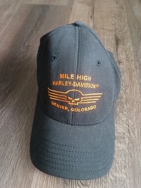 Harley-Davidson Black Cap with Orange Mile High Stitching